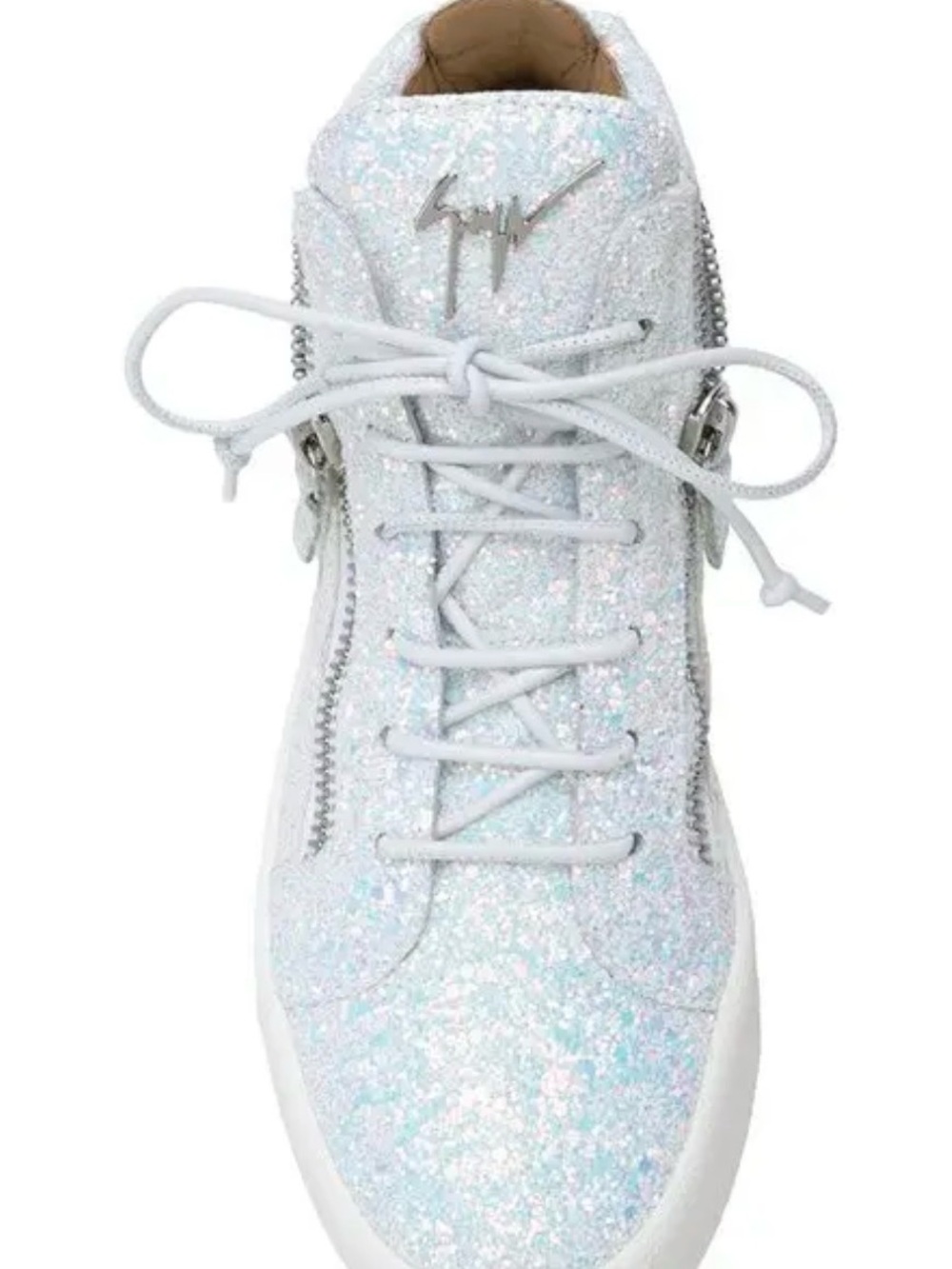 Giuseppe Zanotti Iridescent White Glitter Kriss High-Top Sneakers